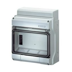 Kiselosztó PE/N sínnel rugós műanyag 1x 9M falonkívüli szürke IP65 átlátszó ajtó KV 9109 Hensel - 6100058