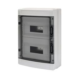 Kiselosztó PE/N UV-álló DC1000V 2x 12M falonkívüli szürke IP65 átlátszó kivágott 40CDK GEWISS - GW40104BS