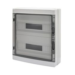 Kiselosztó PE/N UV-álló DC1000V 2x 18M falonkívüli szürke IP65 átlátszó kivágott 40CDK GEWISS - GW40107BS