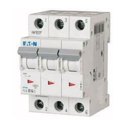 Kismegszakító 3P 16A B-jelleg 400V AC 6kA/60898 3M PL6-B16/3 EATON - 286589