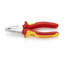 Kombinált fogó 60HRC max.d10/3,1/2mm-vágás krómozott piros-sárga 160mm 1000V szigetelt VDE KNIPEX - 0306160