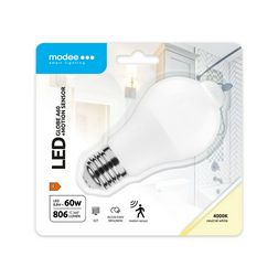 LED lámpa A60 PIR-mozgásérzékelős körte A 8,8W- 60W E27 806lm 840 220-240V AC LED Smart Modee - MSL-G4000K8,8WE27-PIR