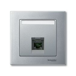 Merten-SM fedlap RJ45 adatcsatlakozóhoz műanyag alumínium címketartóval Schneider - MTN465860