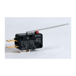 Mikrokapcsoló hosszú lemezkar műanyag 1v 4A/AC15/230V IP40 csúszó érintkező V-163-1C5(R) OMRON - 109534