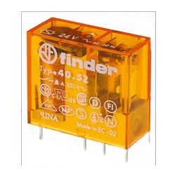 Miniatűr relé NYÁK/dugasz 8A 2v 8A 24V50Hz monostabil IP20 40.52.8.024.0000 FINDER - 405280240000