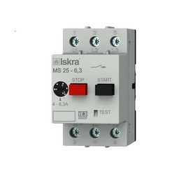 Motorvédő kapcsoló 3P 4-6,3A-hő 50kA fix termomágneses csavaros MS25 Iskra - 30.107.963