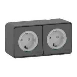 MurevaStyl 162/2 dugalj földelt szürke IP55 falonkívüli Schneider - MUR36029