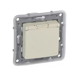 Niloé 162/2 dugalj földelt központi fedlap gyerekzárral bézs IP44 süllyesztett csavaros LEGRAND - 764631