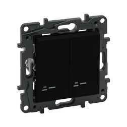 NiloéStep 106+6 kettős váltókapcsoló +jelzőfény betét közp. fedéllel fekete süllyesztett LEGRAND - 863518