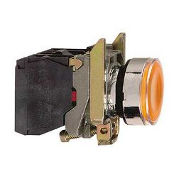 Nyomógomb komplett fém d22 világító narancs lapos visszaugró 1z 1ny Harmony XB4 Schneider - XB4BW35B5