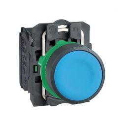 Nyomógomb komplett műa. d22 kék lapos visszaugró 1z csavaros kerek IP66 Harmony XB5 Schneider - XB5AA61