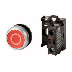 Nyomógomb komplett műa. d22 piros lapos visszaugró 1ny csavaros kerek M22-D-R-X0/K01 EATON - 216510