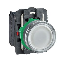 Nyomógomb komplett műa. d22 világító fehér lapos visszaugró 1z 1ny csavaros Harmony XB5 Schneider - XB5AW31B5