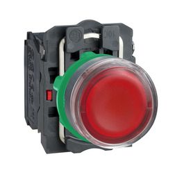 Nyomógomb komplett műa. d22 világító piros/zöld lapos visszaugró 1z 1ny Harmony XB5 Schneider - XB5AW34M5