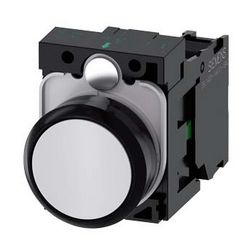 Nyomógomb komplett műanyag d22 fehér lapos visszaugró 1z csavaros kerek SIRIUS ACT SIEMENS - 3SU1100-0AB60-1BA0