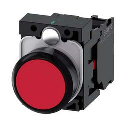 Nyomógomb komplett műanyag d22 piros lapos visszaugró 1ny csavaros kerek SIRIUS ACT SIEMENS - 3SU1100-0AB20-1CA0