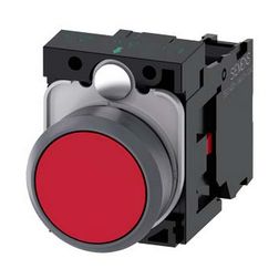 Nyomógomb komplett műanyag d22 piros lapos visszaugró 1ny csavaros kerek SIRIUS ACT SIEMENS - 3SU1130-0AB20-1CA0
