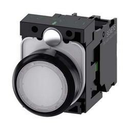 Nyomógomb komplett műanyag d22 világító fehér lapos visszaugró 1z csavaros SIRIUS ACT SIEMENS - 3SU1102-0AB60-1BA0