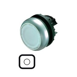 Nyomógombfej műanyag d22 világító lapos fehér kerek visszaugró M22-DL-W EATON - 216922