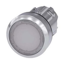 Nyomógombfej műanyag d22 világító lapos fehér visszaugró kerek SIRIUS ACT SIEMENS - 3SU1051-0AB60-0AA0