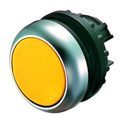 Nyomógombfej műanyag d22 világító lapos sárga kerek visszaugró M22-DL-Y EATON - 216929