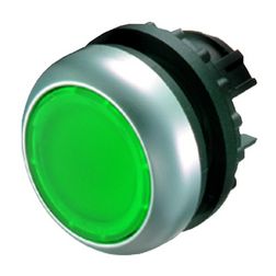 Nyomógombfej műanyag d22 világító lapos zöld kerek visszaugró M22-DL-G EATON - 216927