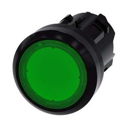 Nyomógombfej műanyag d22 világító lapos zöld visszaugró kerek SIRIUS ACT SIEMENS - 3SU1001-0AB40-0AA0