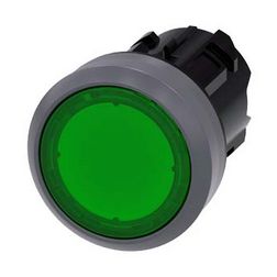 Nyomógombfej műanyag d22 világító lapos zöld visszaugró kerek SIRIUS ACT SIEMENS - 3SU1031-0AB40-0AA0