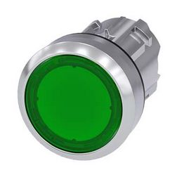 Nyomógombfej műanyag d22 világító lapos zöld visszaugró kerek SIRIUS ACT SIEMENS - 3SU1051-0AB40-0AA0