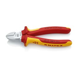 Oldalcsípő fogó 62HRC max.d4/2,8/2mm piros-sárga szigetelés normál 160mm szigetelt 1000V KNIPEX - 7006160