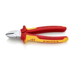 Oldalcsípő fogó 62HRC max.d4/3/2,5mm piros-sárga szigetelés normál 180mm szigetelt 1000V KNIPEX - 7006180