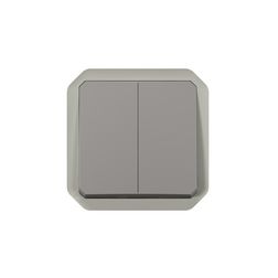 Plexo 106+6 kettős váltókapcsoló betét közp. fedéllel szürke IP55 2- billentyű/gomb LEGRAND - 069525