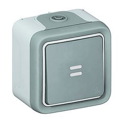 Plexo N101 nyomó betét komplett házban 1- billentyűs 1ny szürke IP55 jelzőfény műanyag LEGRAND - 069722