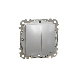 SednaÚj 105 2x1P csillárkapcsoló betét adapterrel alumínium süllyesztett rugós IP44 Schneider - SDD213105