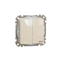 SednaÚj 105 2x1P csillárkapcsoló betét adapterrel bézs süllyesztett rugós IP44 Schneider - SDD212105