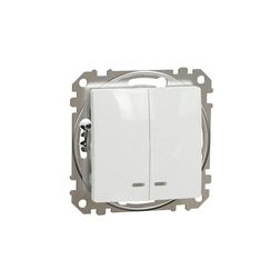 SednaÚj 105 2x1P csillárkapcsoló +jelzőfény betét adapterrel fehér süllyesztett rugós Schneider - SDD111105L