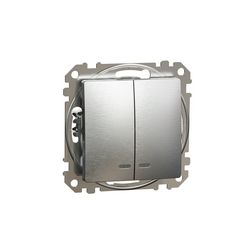 SednaÚj 105 2x1P csillárkapcsoló +jelzőfény betét adapterrel süllyesztett rugós IP20 Schneider - SDD170105L