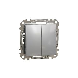 SednaÚj 106+6 kettős váltókapcsoló betét adapterrel alumínium süllyesztett rugós IP20 Schneider - SDD113108