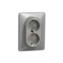 SednaÚj 162/2 dugalj földelt gyerekzárral alumínium IP20 süllyesztett csavaros Schneider - SDD313221