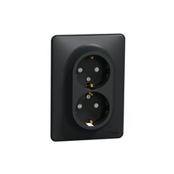 SednaÚj 162/2 dugalj földelt gyerekzárral antracit IP20 süllyesztett csavaros Schneider - SDD314221