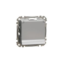 SednaÚj 162 dugalj földelt csapófedéllel gyerekzárral alumínium IP20 süllyesztett Schneider - SDD113023