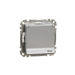 SednaÚj 162 dugalj földelt csapófedéllel gyerekzárral alumínium IP20 süllyesztett Schneider - SDD213023