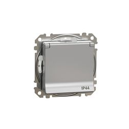 SednaÚj 162 dugalj földelt csapófedéllel gyerekzárral alumínium IP20 süllyesztett Schneider - SDD213024