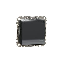 SednaÚj 162 dugalj földelt csapófedéllel gyerekzárral antracit IP44 süllyesztett Schneider - SDD214024