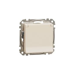 SednaÚj 162 dugalj földelt csapófedéllel gyerekzárral bézs IP20 süllyesztett csavaros Schneider - SDD112023