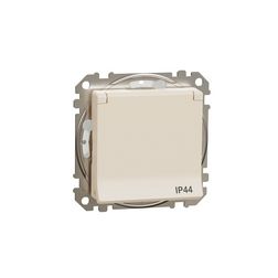 SednaÚj 162 dugalj földelt csapófedéllel gyerekzárral bézs IP20 süllyesztett csavaros Schneider - SDD212023