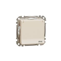 SednaÚj 162 dugalj földelt csapófedéllel gyerekzárral bézs IP44 süllyesztett Schneider - SDD212024