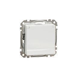 SednaÚj 162 dugalj földelt csapófedéllel gyerekzárral fehér IP20 süllyesztett csavaros Schneider - SDD111023