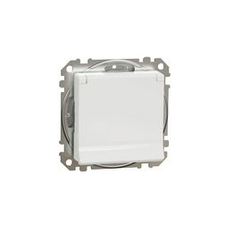 SednaÚj 162 dugalj földelt csapófedéllel gyerekzárral fehér IP44 süllyesztett csavaros Schneider - SDD211023