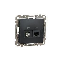 SednaÚj TV 1xKoax 1xRJ45 lakkozott matt antracit csavaros Cat6 Schneider - SDD114469T